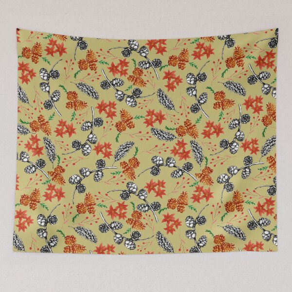 Item preview, Cones and poinsettia sand yellow designed and sold by Emma Kunz.