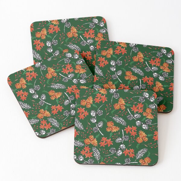 Item preview, Cones and poinsettia fir green designed and sold by Emma Kunz.