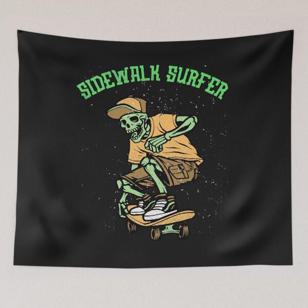 Item preview, Vintage Sidewalk Surfer Cool Skeleton Skateboarder designed and sold by Samsdesignshop.