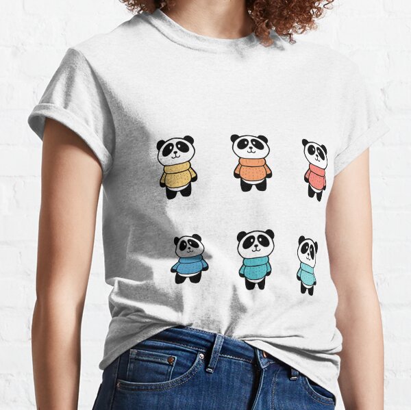 Sweater Panda Pattern with White Background Classic T-Shirt