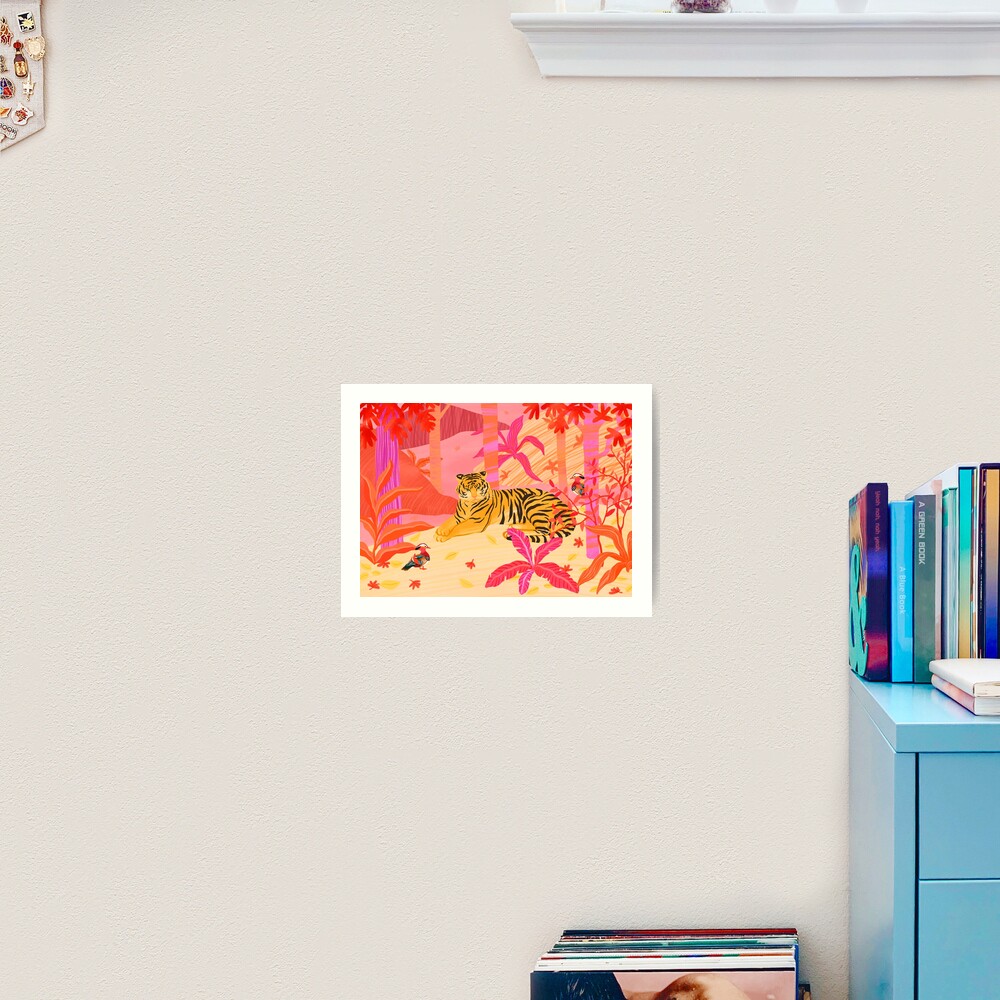 Tiger and Mandarin Ducks Art Print