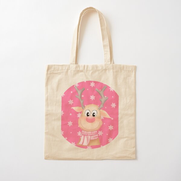 Christmas Holiday Reindeer Cotton Tote Bag