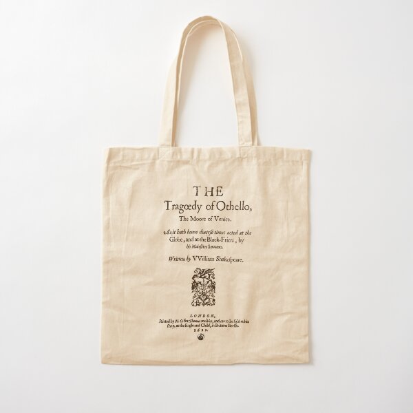 Shakespeare Othello Frontpiece - Simple Black Version Cotton Tote Bag