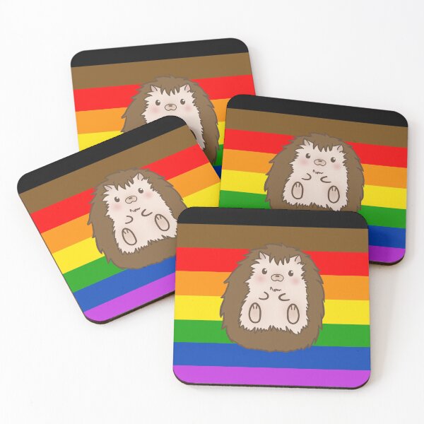 Artikelvorschau, süßer Igel mit poc LGBT + Flagge! entworfen und verkauft von floradoodles.
