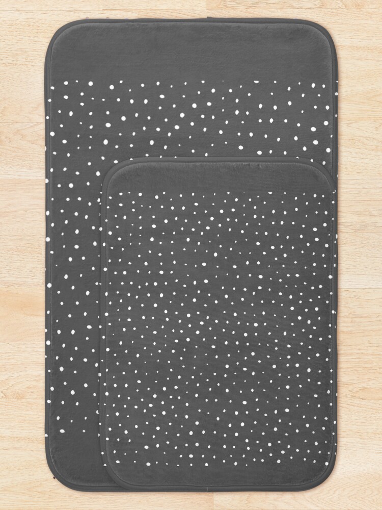 Alternate view of Dark gray & white polka dot pattern Bath Mat