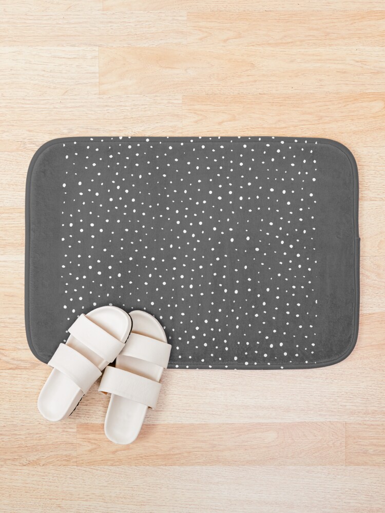 Alternate view of Dark gray & white polka dot pattern Bath Mat