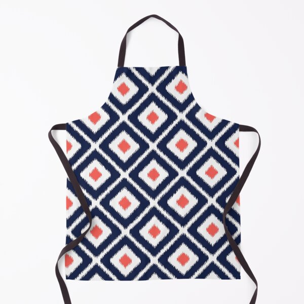 Item preview, Navy blue and coral ikat diamond pattern designed and sold by IoanaHraball.
