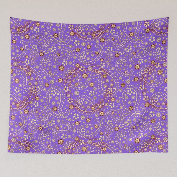 Item preview, Tan and Red Paisley and Swirls on Blue designed and sold by AlteredAtelier.