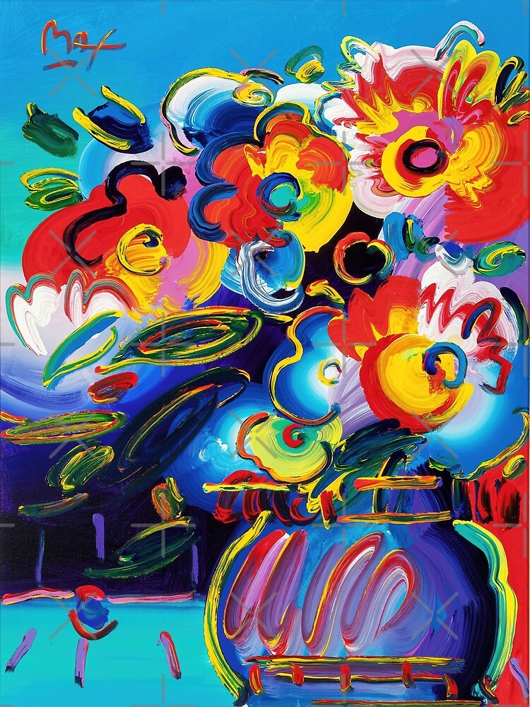 PETER MAX FLOWER VASE OIL CANVAS PAINTING - HIGH RESOLUTION by VINTAGEGARAGE