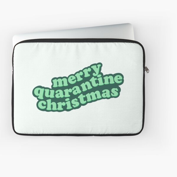 "Merry Quarantine Christmas 2020 Aesthetic Mint Green" Laptop Sleeve by