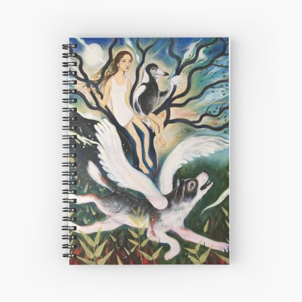 girl and magpie Spiral Notebook