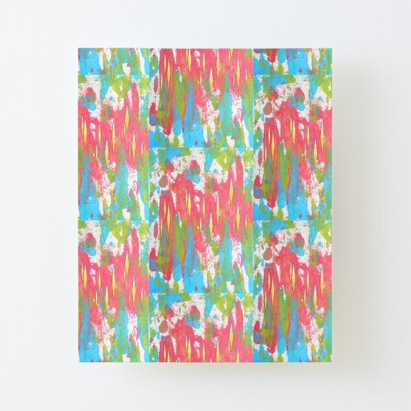 Red and Turquoise Floral Abstract Acrylic Painting Canvas Mounted Print