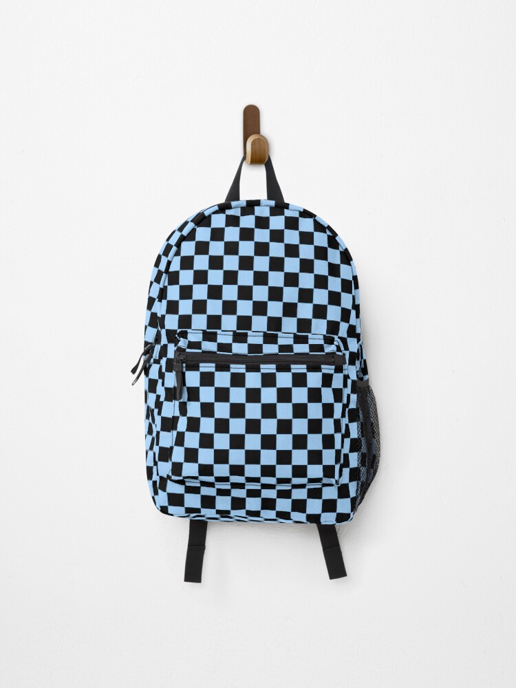 blue checkered backpack