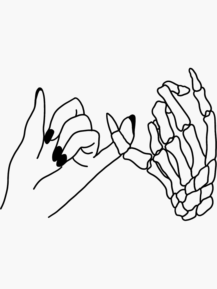 "Human hand and skeleton hand pinky promise" Sticker for Sale by