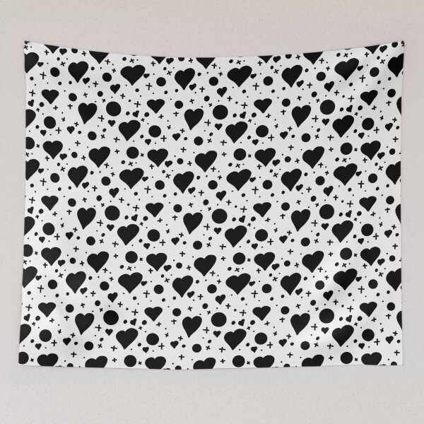 Item preview, Heart, cross  and dot doodle style pattern monochrome designed and sold by Owen Family Homeschool.