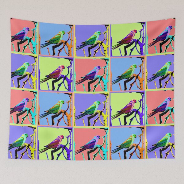 Item preview, Neon and Pastel Barbados Green Parrot_Rose-Ringed Parakeet Collage designed and sold by StayCuztom.