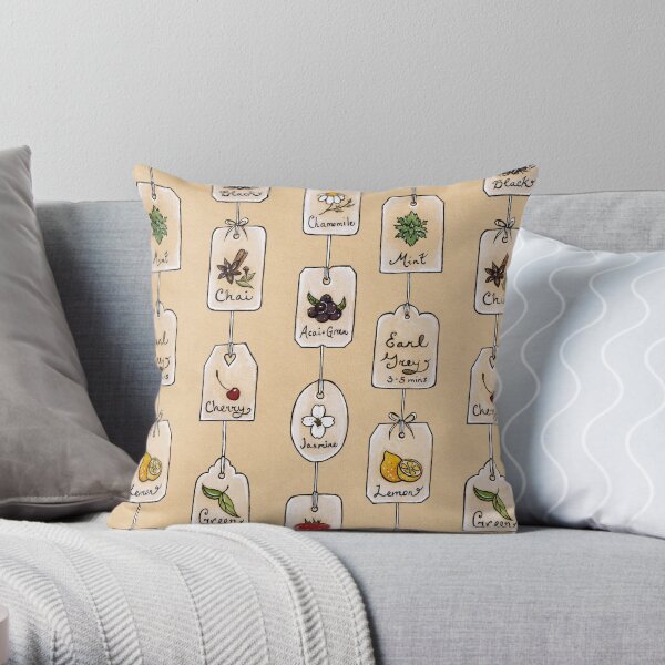 Tea Tag Time Throw Pillow