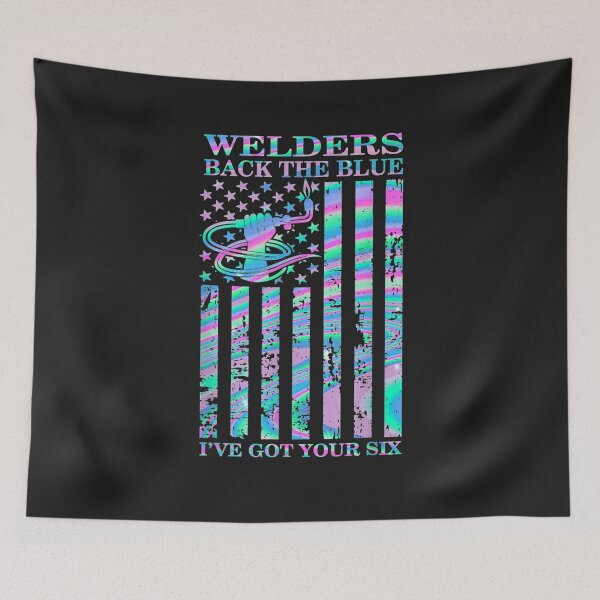 Item preview, Mens Welders Back The Blue I have Got Your Six American Flag designed and sold by GeniusDesignArt.