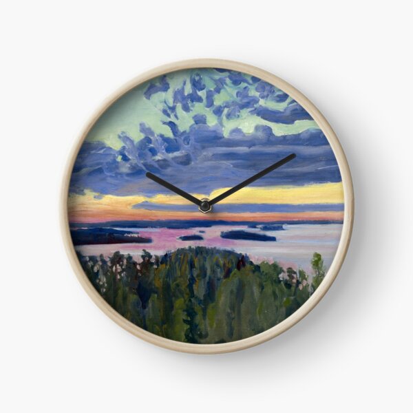 View Over a Lake at Sunset - Akseli Gallen-Kallela - 1907 Clock