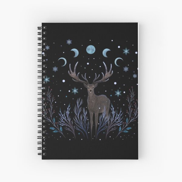 Deer in Winter Night Forest Spiral Notebook