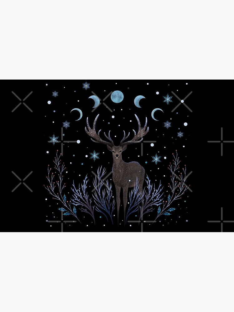 Deer in Winter Night Forest by episodicDrawing