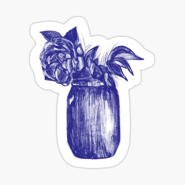 "navy blue flower vase" Sticker for Sale by poppy89 Redbubble