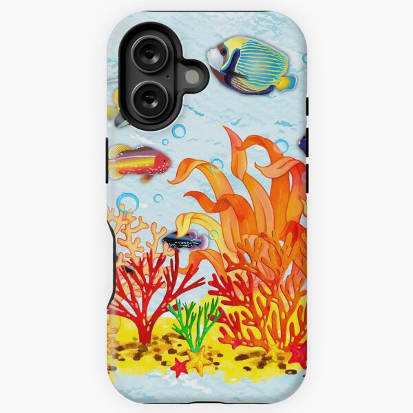Vista previa del artículo con la obra «Arrecife de coral de acuarela con peces Hermoso mundo submarino», diseñado y vendido por mashmosh.