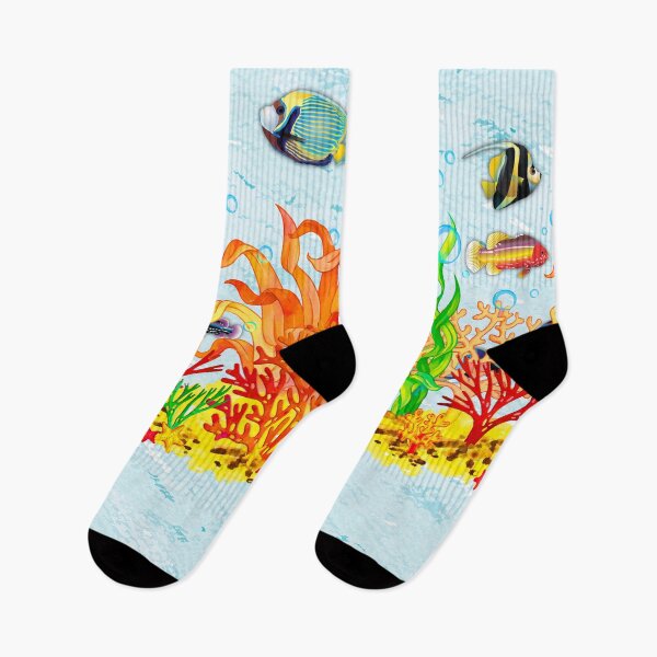 Item preview, Watercolor coral reef with fish Beautiful undersea World designed and sold by mashmosh.