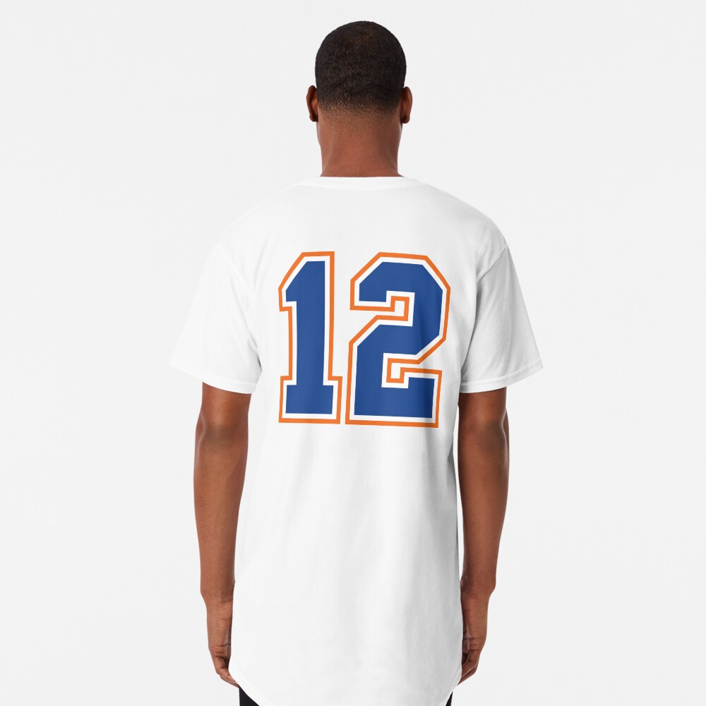  #12 White Outline Number 12 Sports Fan Jersey Style T-Shirt :  Clothing, Shoes & Jewelry