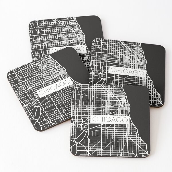 Item preview, Chicago Street Map White and Black designed and sold by HelloGentry.