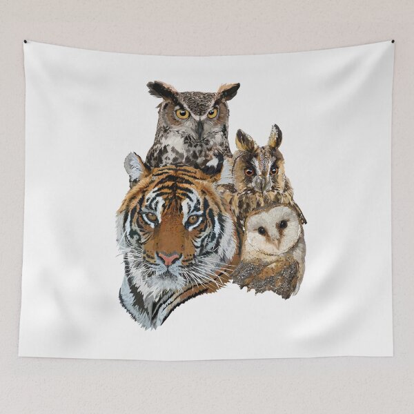Item preview, Bengal tiger and owls designed and sold by obscurite.