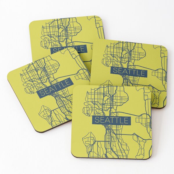 Item preview, Seattle Street Map Blue and Yellow designed and sold by HelloGentry.