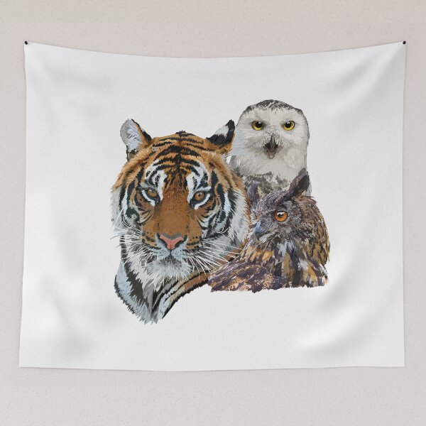 Item preview, Bengal tiger and owls designed and sold by obscurite.
