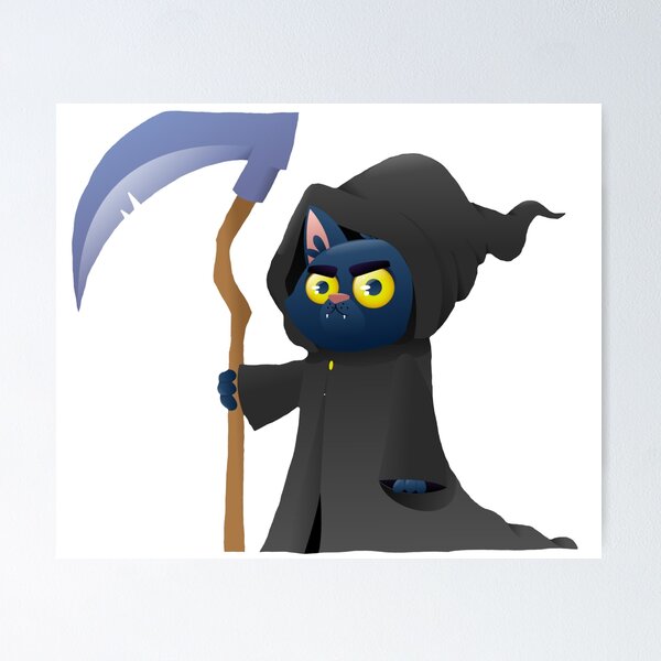Item preview, Funny black cat with sickle and clothes  designed and sold by WowStor3.
