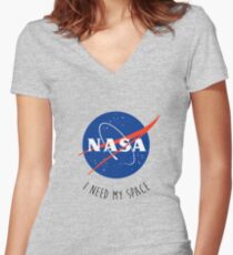 I Need My Space Colour Women's Fitted V-Neck T-Shirt