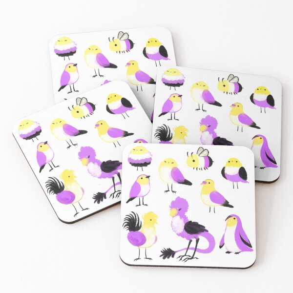 Item preview, nonbinary birds and a bee designed and sold by snowysaur.
