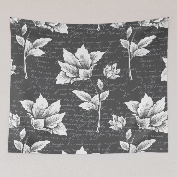 Item preview, Artistic Tropical Floral  Drawing Text black and white  designed and sold by Artcraft-Ink.