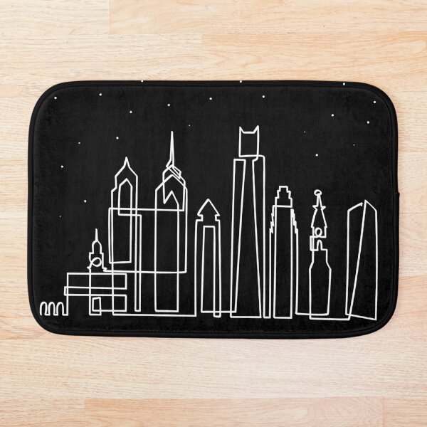 Skyline de Philadelphia de noche Alfombra de baño