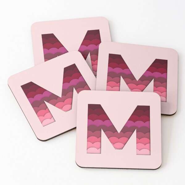 Item preview, 3D Papercut Alphabet -  M - Girly Pink Waves designed and sold by AuroCreatives.