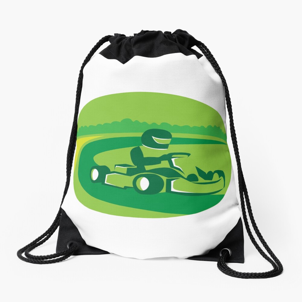 Go Kart Racing Oval Retro Drawstring Bag