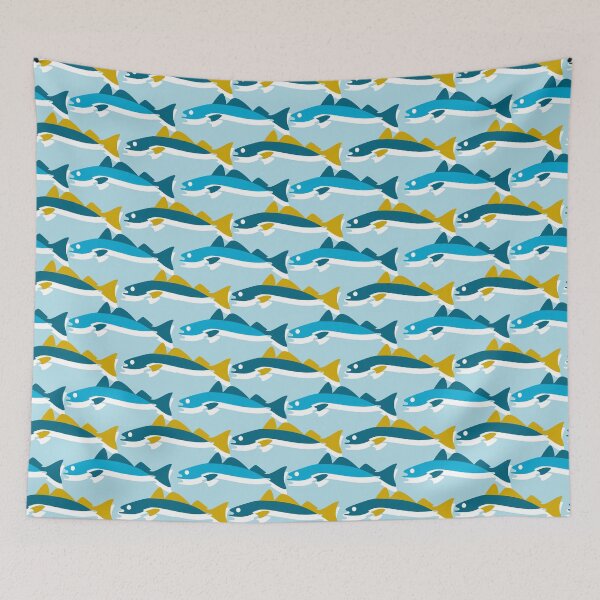 Item preview, Blue Yellow Sardine Pattern designed and sold by lanolga.