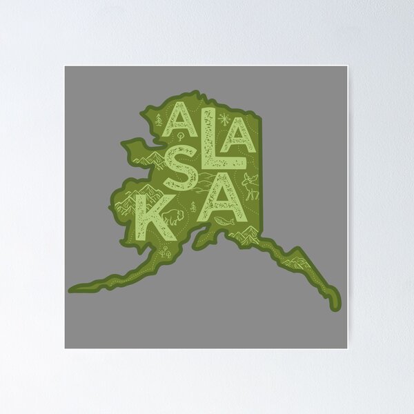 Item preview, Alaska Map Typography Green designed and sold by HelloGentry.