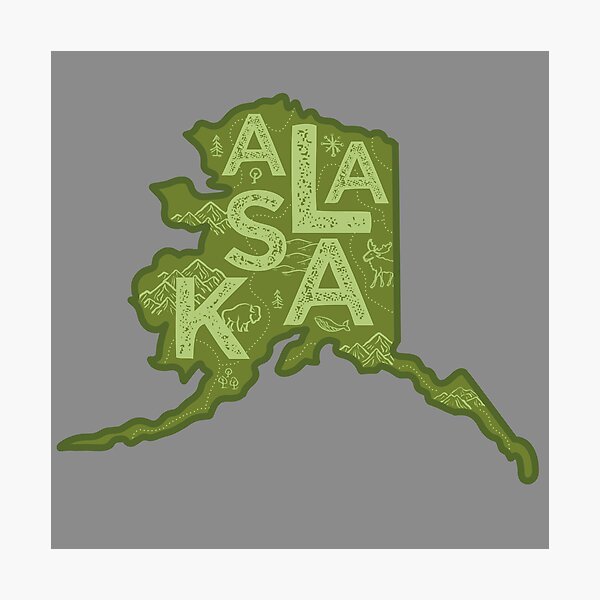 Item preview, Alaska Map Typography Green designed and sold by HelloGentry.
