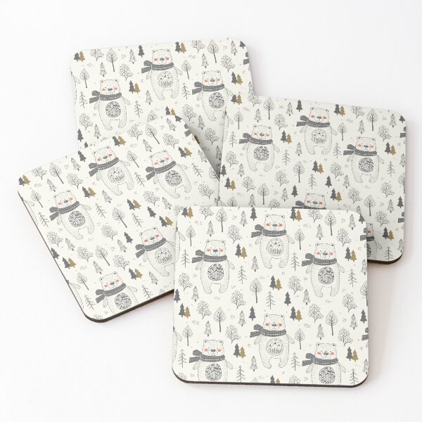 Item preview, Polar Bear Winter in Tree Forest Drawing Illustration designed and sold by Artcraft-Ink.