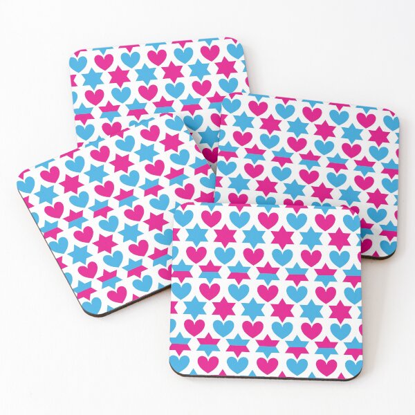 Item preview, Stars & Hearts - Pink & blue contrast designed and sold by bunbun369.