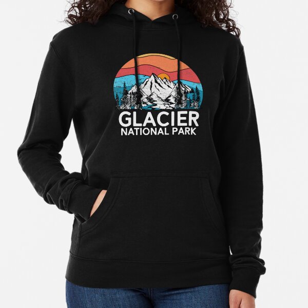 Vintage Glacier National Park Retro 80s Montana Mountain Lightweight Hoodie