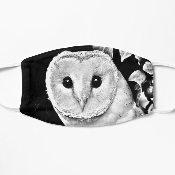 Barn Owl in Black and White Flat Mask