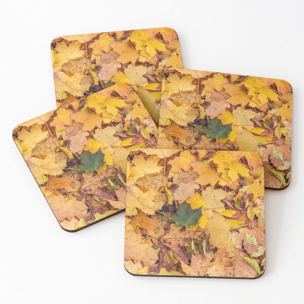 Item preview, One green leaf among orange yellow maple leaves designed and sold by lena-maximova.
