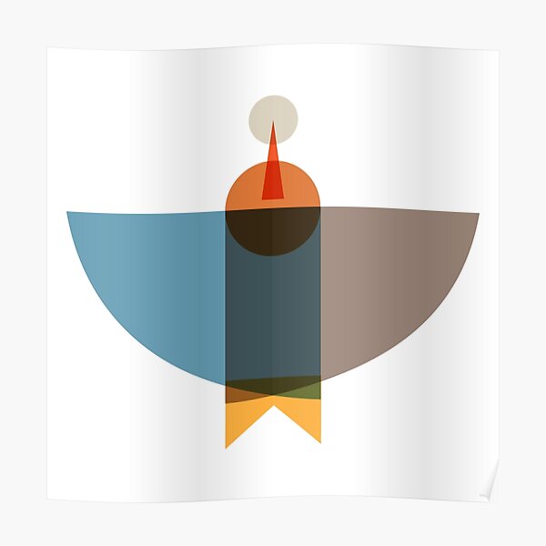 Blue Brown Birds Poster