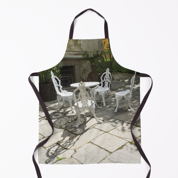 Item preview, Sun Dappled Invitation - Ubercharming Courtyard with Elegant Cast Iron Furniture designed and sold by Georgia Mizuleva.